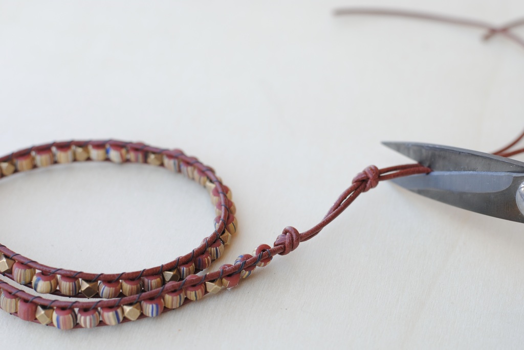 How to Make a Wrapit Loom Bracelet with Leather Cord and Two Hole